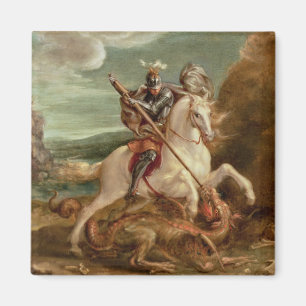 Imã St George que massacra o dragão, (óleo no painel