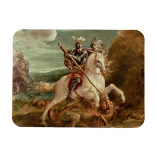 Ímã St George que massacra o dragão, (óleo no painel