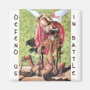 Imã ST MICHAEL, DRAGÃO E JUSTIÇA, vermelho marrom