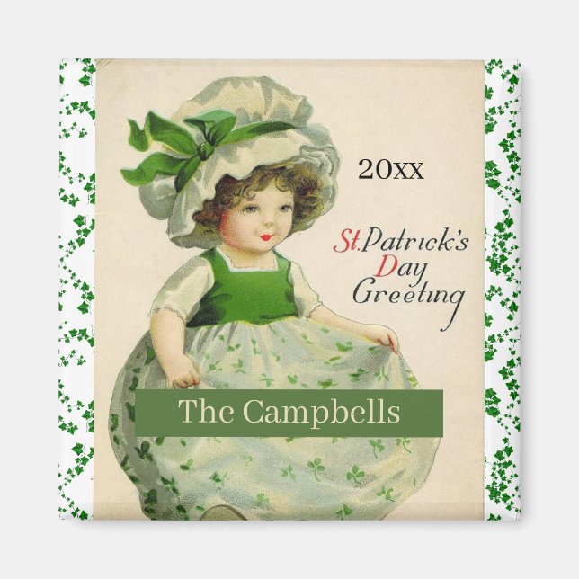 Imã St. Patrick's Day Floral Paper Magnet (Frente)