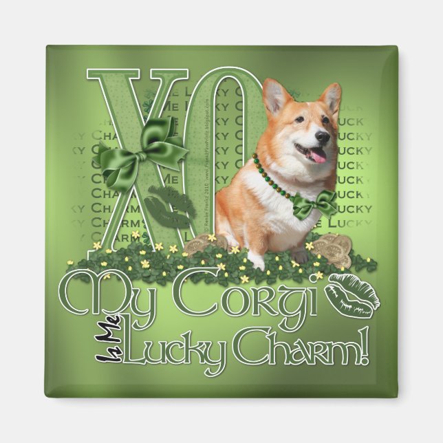 Imã St Patricks - Me Lucky Charm - Corgi - Owen (Frente)