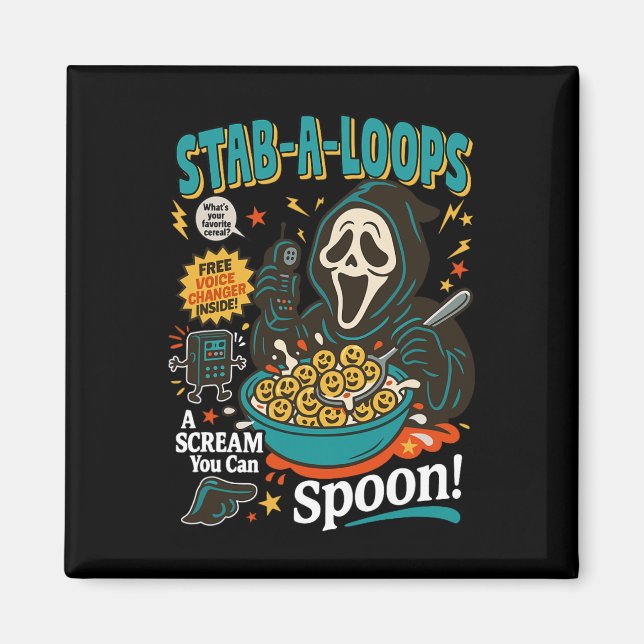Imã Stab-a-loops Horror Cereal Box Halloween Killer Br (Frente)