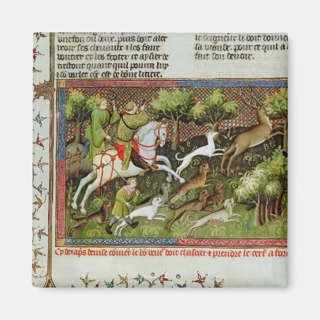 Imã Stag Hunting, do Livre de la Chasse (Frente)