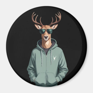 Imã Stag Vestindo Hoodie Funny Legal Caráter Animal