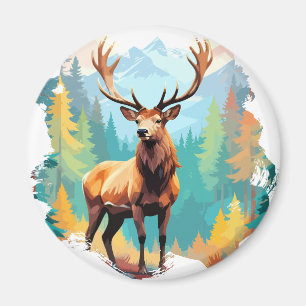 Imã Stag Vetor Art Animal Na Natureza Majestosa Selvag