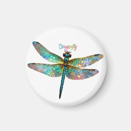 Imã Stained Glass Colorful Dragonfly