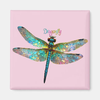 Imã Stained Glass Colorful Dragonfly