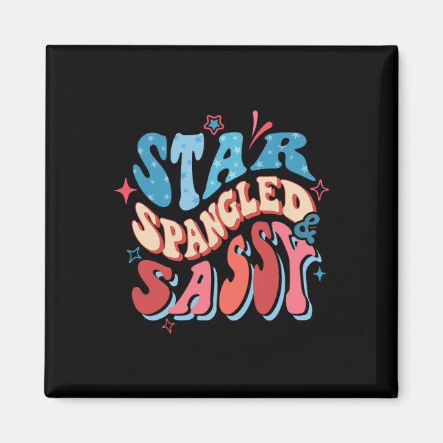Imã Star Spangled e Sy Independence Day Groovy 4th O (Frente)