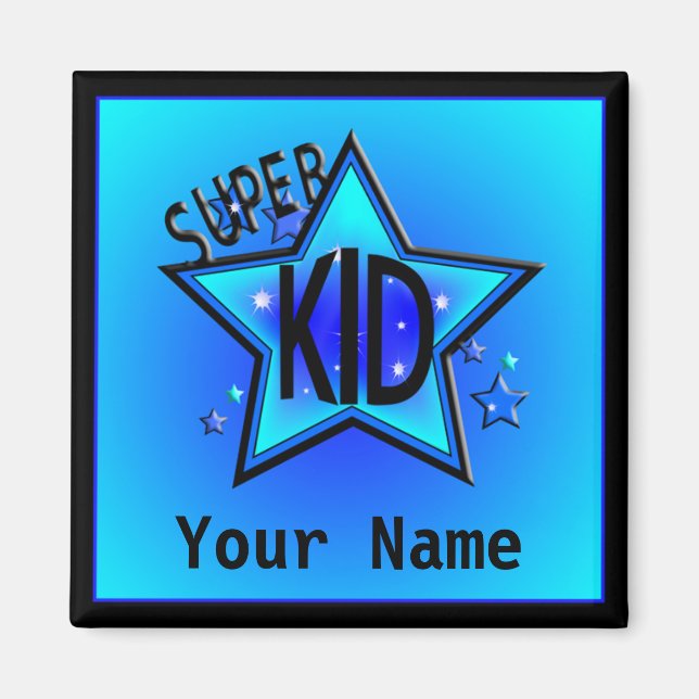 Imã Star Super Kid Name Blue Magnet Personalizado (Frente)