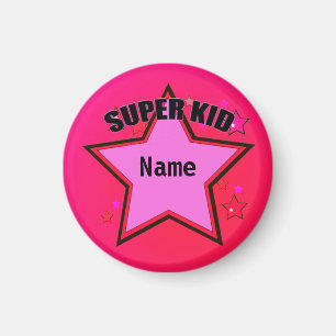 Imã Star Super Kid Name Pink - Pequeno Magneto Persona
