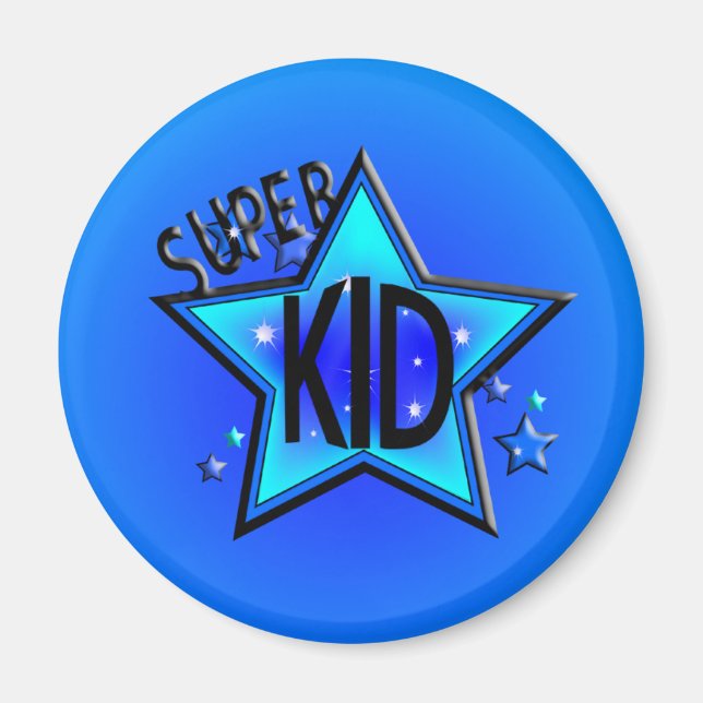 Imã Star Super Kid Round Blue Magnet (Frente)