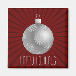 Imã Starburst Stripes Ornament Magnet, vermelho escuro