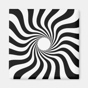 Imã Starbust espiral, preto e branco, com buraco