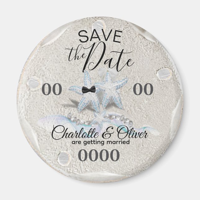 Imã Starfish Gem Wedding Save the Date Magnet (Frente)
