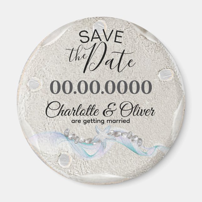 Imã Starfish Gem Wedding Save the Date Magnet (Frente)