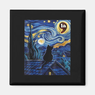 Imã Starry Night Black Cat Comma La Kamala Harris