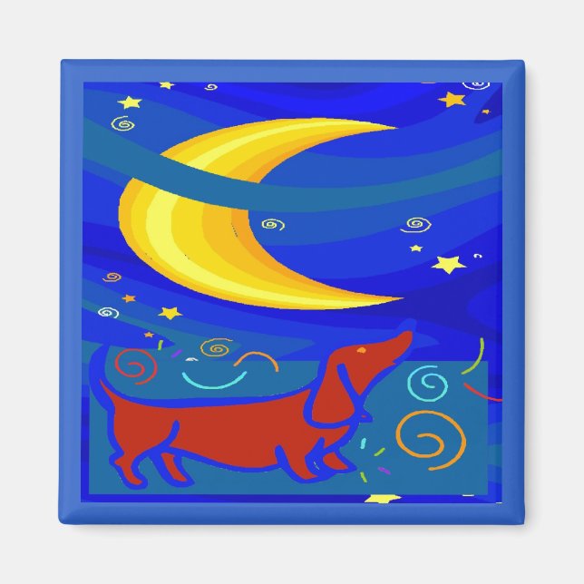 Imã Starry Night Dachshund (Frente)
