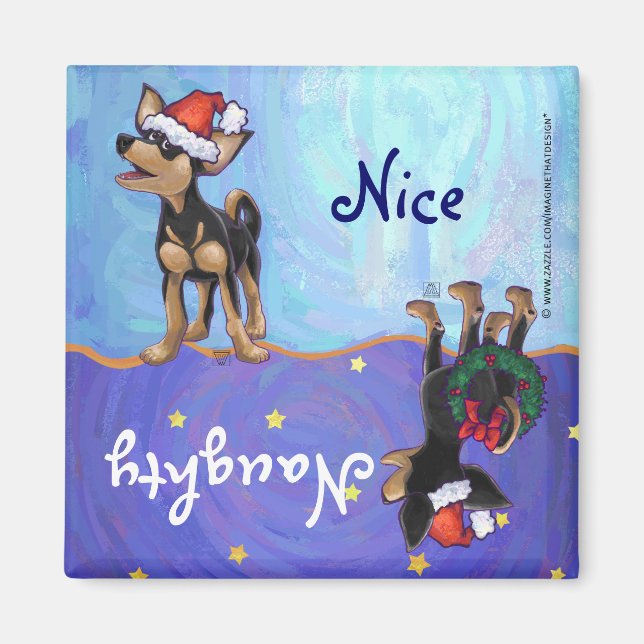 Imã Starry Night Festivo Chihuhua em Santa Hat (Frente)