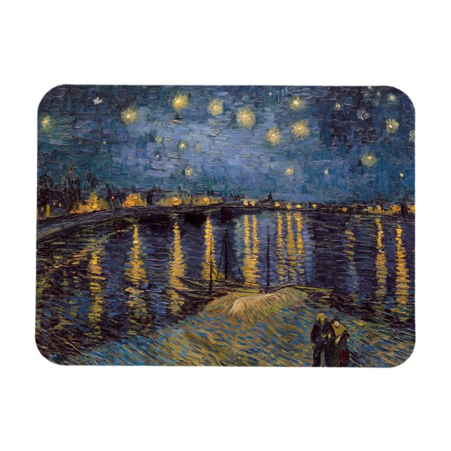 Ímã Starry Night Over Rhone River por Vincent Van Gogh (Horizontal)