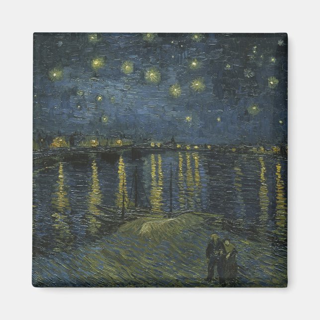 Imã Starry Night Over the Rhône, pintura a óleo Van Go (Frente)