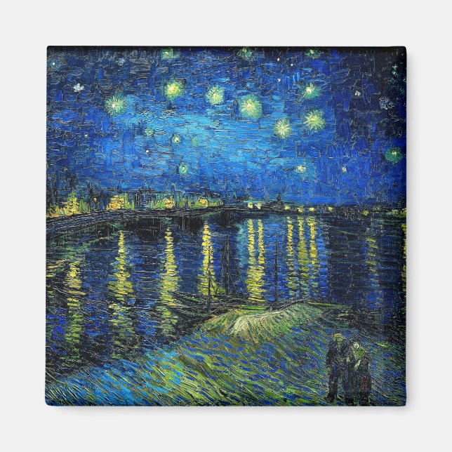 Imã Starry Night Over the Rhone por Vincent Van Gogh (Frente)