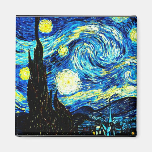Imã Starry Night por Vincent van Gogh (Frente)