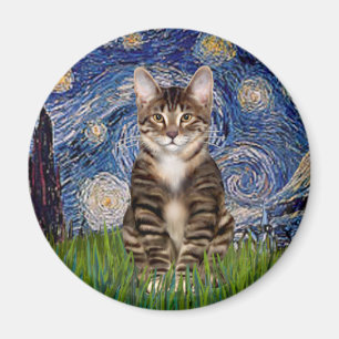 Imã Starry Night - Tabby Tiger cat 30