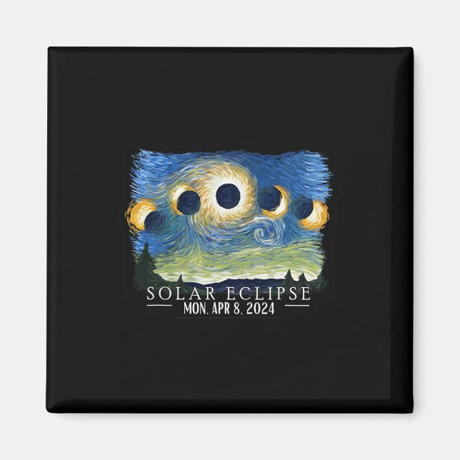 Imã Starry Night Total Solar Eclipse 2024 American Tot (Frente)