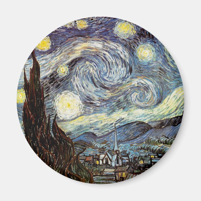 Imã Starry Night Van Gogh Fine Art (Frente)