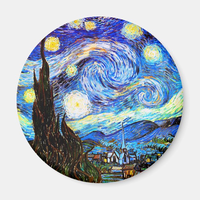 Imã Starry Night Van Gogh Fine Art (Frente)