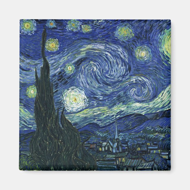 Imã Starry Night Vincent van Gogh Fine Art Painting (Frente)