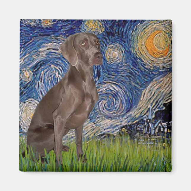Imã Starry Night - Weimaraner (Z) (Frente)