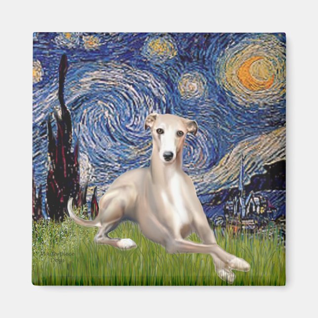 Imã Starry Night - Whippet #2 (Frente)