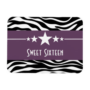 Ímã Stars Zebra Print Sweet 16 Magnet, Purple