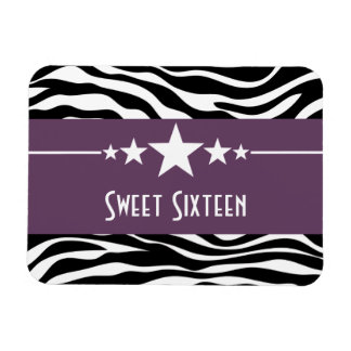 Ímã Stars Zebra Print Sweet 16 Magnet, Purple