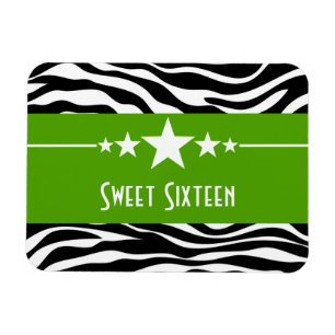 Ímã Stars Zebra Print Sweet 16 Magnet, Verde