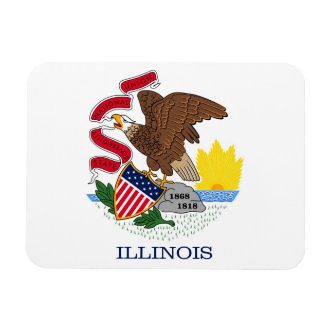Ímã State Flag of Illinois, EUA (Horizontal)