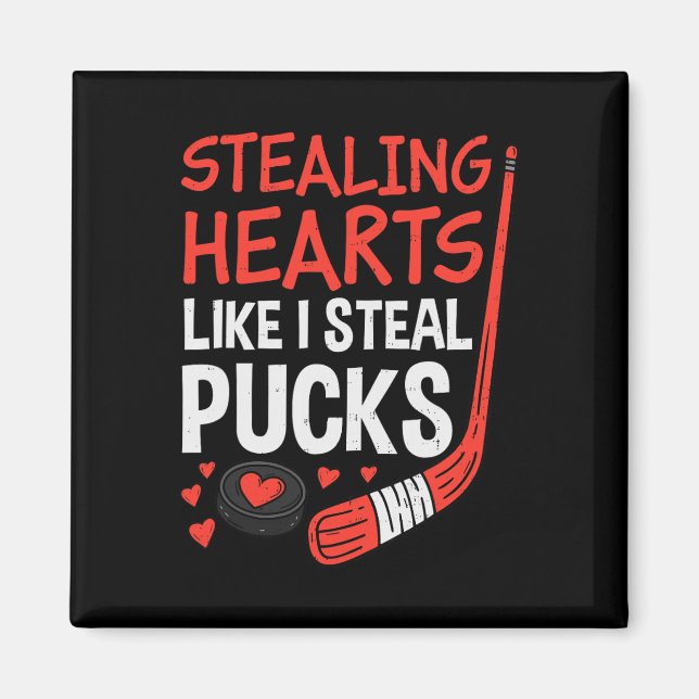 Imã Stealing Hearts Stealing Pucks Hockey Valentines D (Frente)