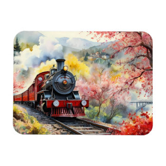 Ímã Steam Train Dreams Landscape Watercolour Artwork j