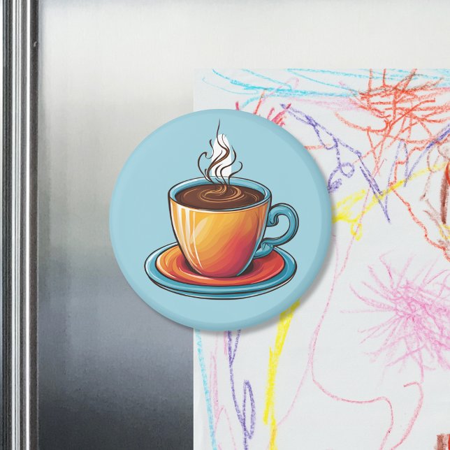 Imã Steaming Coffee Cup Magnet (Criador carregado)