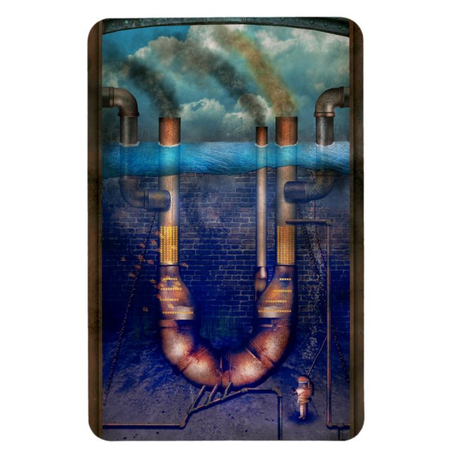Ímã Steampunk - Alfabeto - U é para Utopia Subaquática (Vertical)