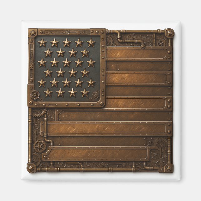 Imã Steampunk American Flag. (Frente)