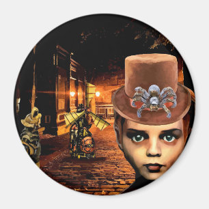 Imã Steampunk Boy E Robô Dog
