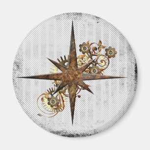 Imã Steampunk Compass Star Grunge