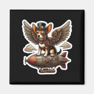 Imã Steampunk Corgi Adventure Sticker - Whimsical Flyi