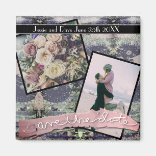 Imã Steampunk de Fotos Personalizadas do Save-the-Date