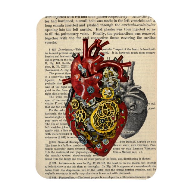 Ímã Steampunk Human Heart Anatomy SciFi Art (Vertical)