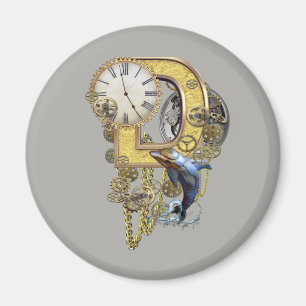 Imã Steampunk - letra de aniversário - D