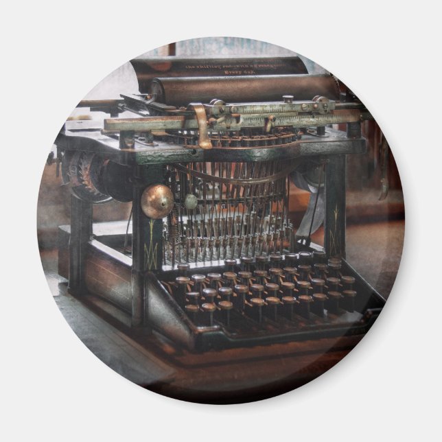 Imã Steampunk - Máquina de escrever - Uma máquina de e (Frente)