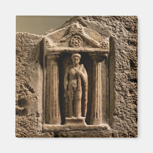 Imã Stele votiva do mármore e do arenito com figu